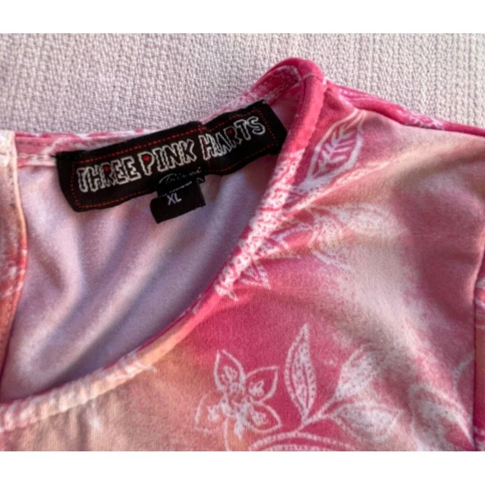 Girls Tie-Dye Floral Skater-style Dress Pink Size XL